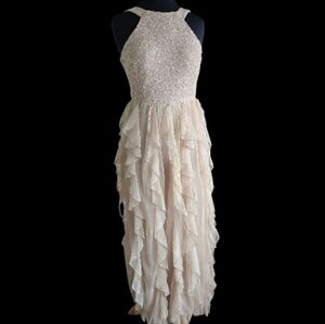 Speechless Jr. Cream Textured Ruffled Dress Sz 5